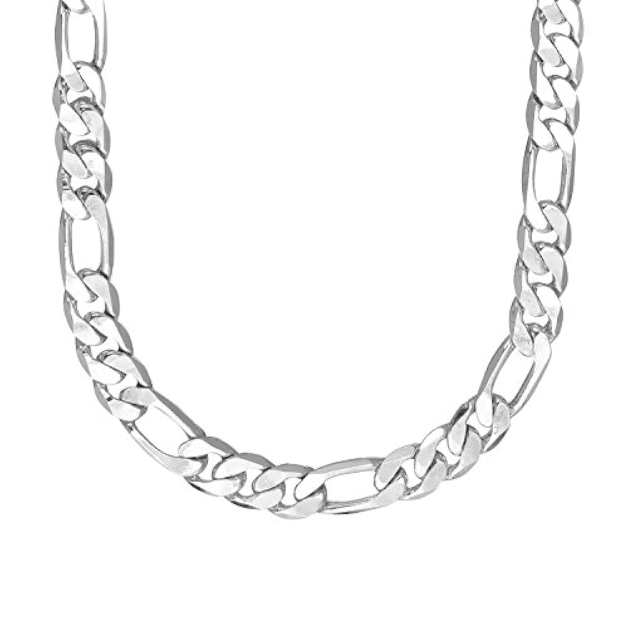 925 Silver Plated Figaro Link Necklace Combo
